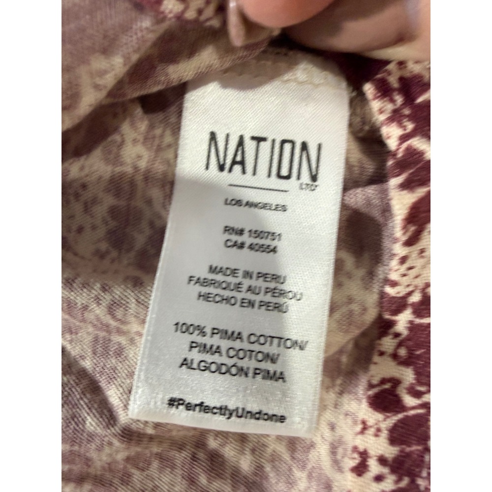 Nation Ltd Judith Top Burgundy Pima Cotton Ruffle Puff Sleeve Blouse Size M - Picture 4 of 7